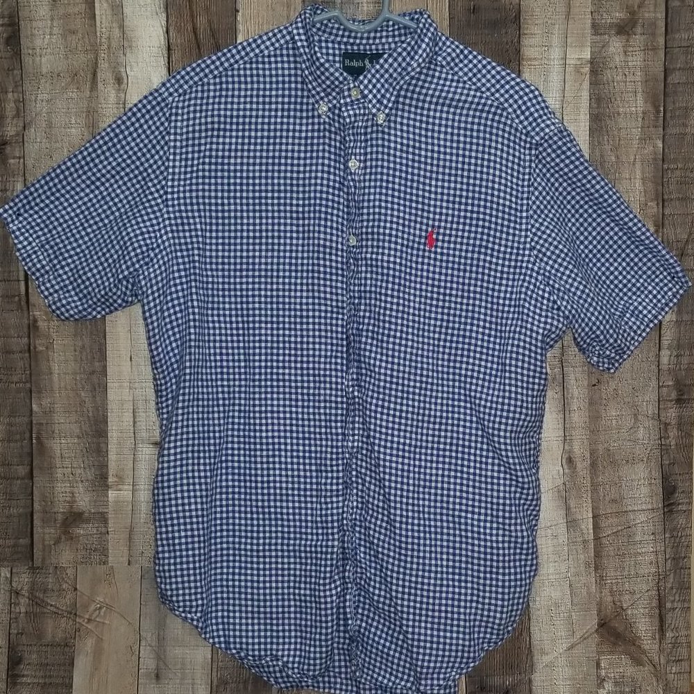 RALPH LAUREN MEN'S CLASSIC FIT LINEN MICRO PLAID C